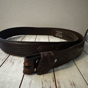 Vintage Men NOCONA Belt Co Hand Tooled Leather Belt 40